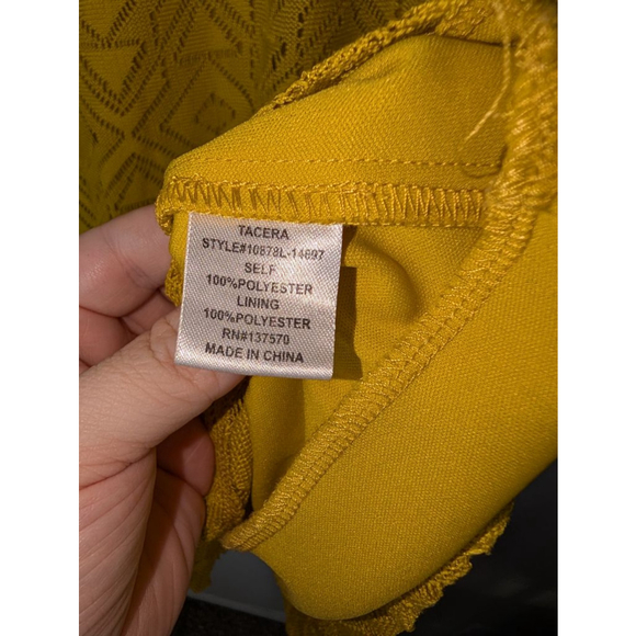 Tacera Yellow Sleeveless Lace Shift Dress S, Women's - Picture 4 of 6